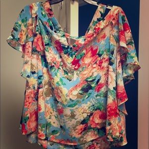 Entry off shoulder floral boutique shirt